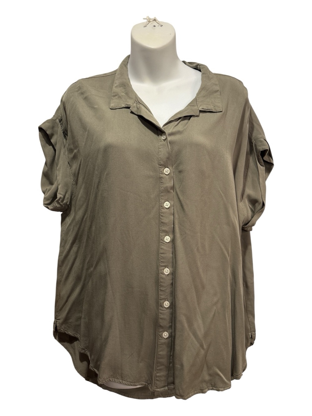 Alexander Jordan Relaxed Short-Sleeve Button-Down Shirt in olive green size XL